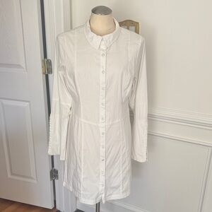 Free People White Button-Up Long Sleeve Shirt Dress with lining.